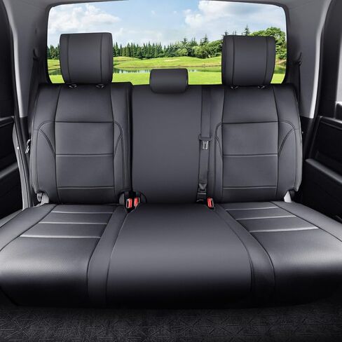 Custom Fit Tundra Seat Covers for Toyota Tundra 2022-2026 CrewMax&Double Cab SR,SR5,Limited Platinum,1794 Edition,TRD Pro,Capstone, Fits Gas & Hybrid, Faux Leather, 2-Row Full Set(Black) in Saudi Arabia