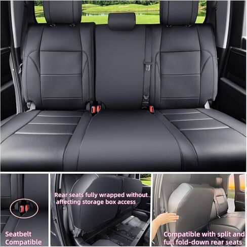Custom Fit Tundra Seat Covers for Toyota Tundra 2022-2026 CrewMax&Double Cab SR,SR5,Limited Platinum,1794 Edition,TRD Pro,Capstone, Fits Gas & Hybrid, Faux Leather, 2-Row Full Set(Black) in Saudi Arabia