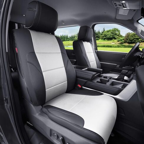 Custom Fit Tundra Seat Covers for Toyota Tundra 2022-2026 CrewMax&Double Cab SR,SR5,Limited Platinum,1794 Edition,TRD Pro,Capstone, Fits Gas & Hybrid, Faux Leather, 2-Row Full Set(Black) in Saudi Arabia