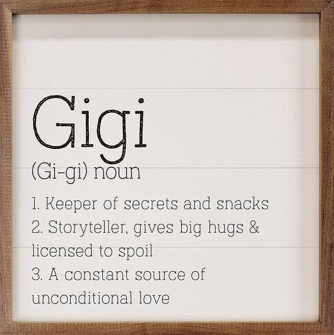 Kendrick Home Gigi Definition White Hardwood Wall Art, Mothers Day Gift for Grandma Gigi, 12" x 12" in Kuwait