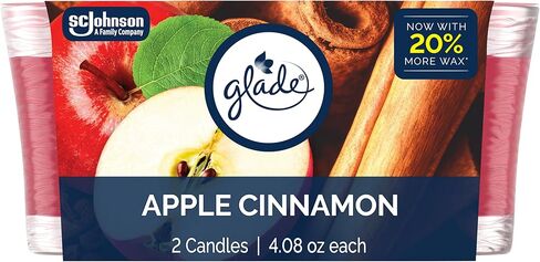 Glade 1-Wick Scented Candle Jar, Apple Cinnamon, Air Freshener Infused with Essential Oils, 4.08 Oz, 2 Count in Saudi Arabia