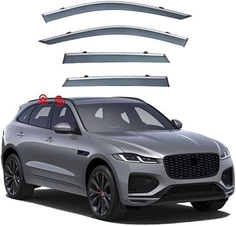 4 قطع من منحرف الرياح الأمامي والخلفي للسيارة جاكوار F-PACE 2016-2022 نوافذ جانبية للأبواب منحرف الرياح والمطر وحارس الدخان ودرع الرياح ملحقات in Saudi Arabia