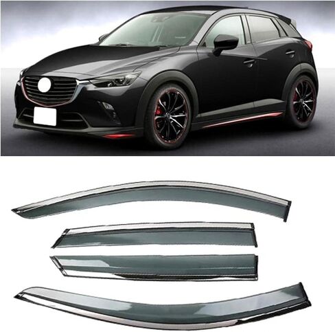 4 قطعة سيارة الجبهة الخلفية الرياح منحرف لمازدا CX-3 2014-2019 الجانب نوافذ الباب الرياح المطر منحرف الدخان الحرس الظل الرياح درع الملحقات in Saudi Arabia