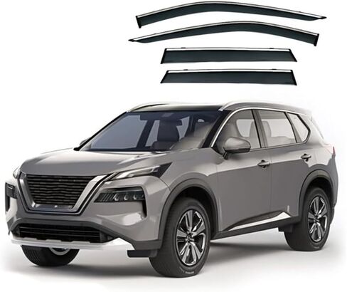 4 قطعة من منحرف الرياح الأمامي والخلفي للسيارة Nissan X-Trail/Rogue MK4-T33 2022 نوافذ الباب الجانبي منحرف الرياح والمطر وحارس الدخان ملحقات درع الرياح in Saudi Arabia