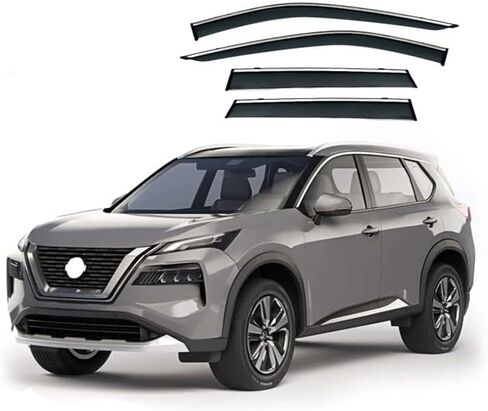 4 قطعة من منحرف الرياح الأمامي والخلفي للسيارة لنيسان X-Trail 2022+ نوافذ الباب الجانبي منحرف الرياح والمطر وحارس الدخان ملحقات درع الرياح in Saudi Arabia