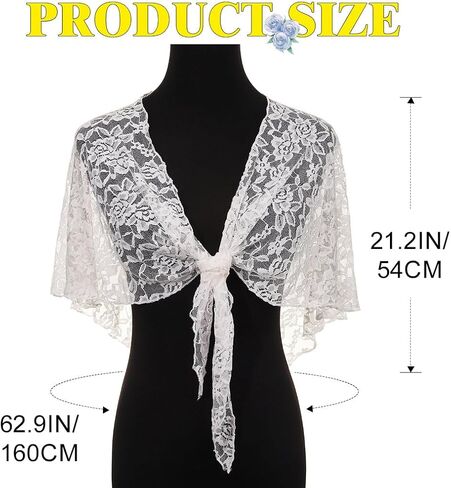 JAKAWIN Lace Shawl Wraps White Bridal Wedding Cape for Women in Saudi Arabia