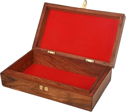Wooden Jewelry Box with Exquisite Carving and Brass Inlay, Elegant Jewelry Organizer for Rings, Necklaces, and Bracelets, Handcrafted Storage Solution for Treasured Accessories in Saudi Arabia