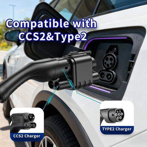 CCS2 إلى CCS1 EV مهايئ شاحن Supptrt تيار مستمر التيار المتناوب وضعين شحن تيار مستمر 1000 فولت 400A مهايئ شاحن سريع ل CCS1 EV in Kuwait