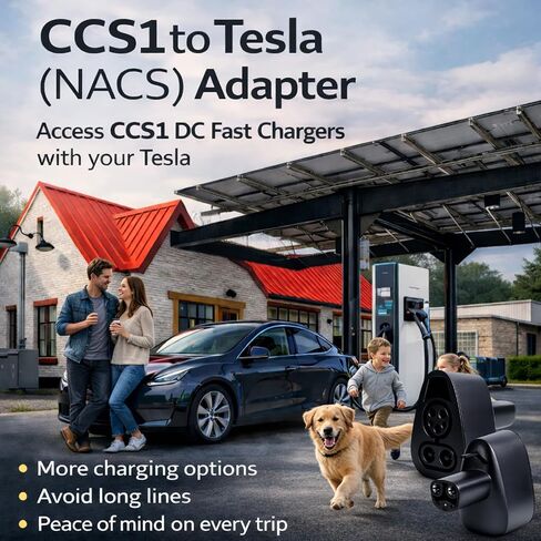 محول CCS1 إلى Tesla للطراز 3/Y/S/X 2021+، محول CCS Combo 1 لمركبات NACS EV التي تدعم CCS في شاحن تيار مستمر فقط، شحن سريع يصل إلى 250 كيلو واط/500 أمبير، متوافق مع محطة شحن المستوى 3 in Kuwait
