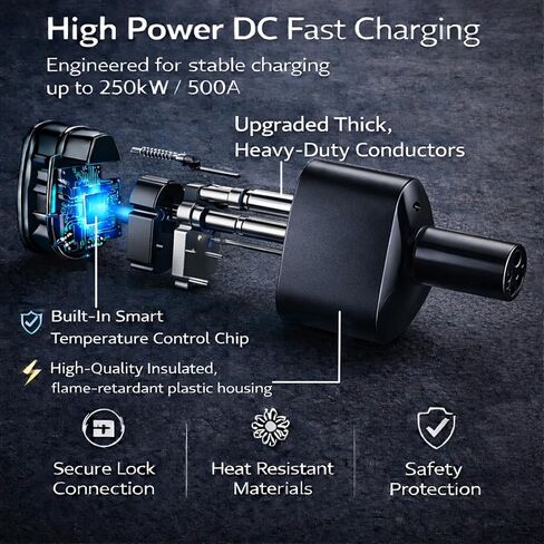 محول CCS1 إلى Tesla للطراز 3/Y/S/X 2021+، محول CCS Combo 1 لمركبات NACS EV التي تدعم CCS في شاحن تيار مستمر فقط، شحن سريع يصل إلى 250 كيلو واط/500 أمبير، متوافق مع محطة شحن المستوى 3 in Kuwait