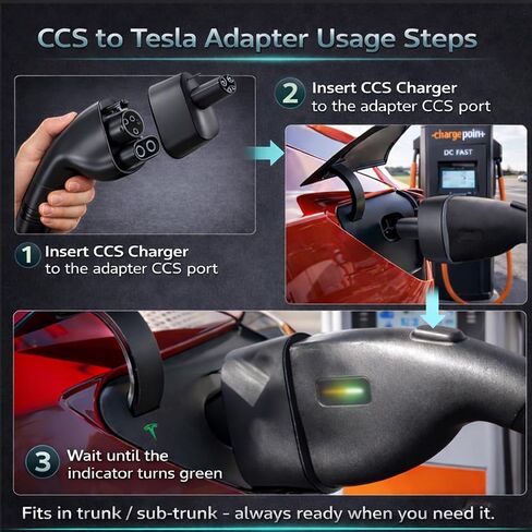 محول CCS1 إلى Tesla للطراز 3/Y/S/X 2021+، محول CCS Combo 1 لمركبات NACS EV التي تدعم CCS في شاحن تيار مستمر فقط، شحن سريع يصل إلى 250 كيلو واط/500 أمبير، متوافق مع محطة شحن المستوى 3 in Kuwait