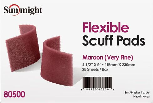 وسادات Sunmight Flex Scuff لإعداد الطلاء 4.5 بوصة × 9 بوصة - كستنائي 80500 - أكسيد الألومنيوم - إعداد السطح وقماش الصنفرة - وسادات يدوية للتحضير للسيارات والبحرية والفضاء - 25 وسادة حمراء مرنة in Saudi Arabia