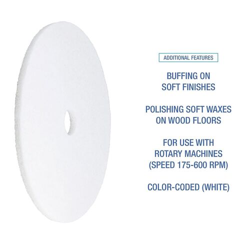 Boardwalk BWK4021WHI 21 in. Diameter Polishing Floor Pads - White (5/Carton) in Saudi Arabia