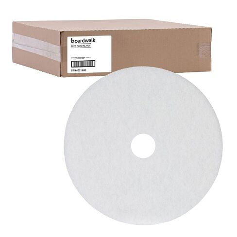 Boardwalk BWK4021WHI 21 in. Diameter Polishing Floor Pads - White (5/Carton) in Saudi Arabia