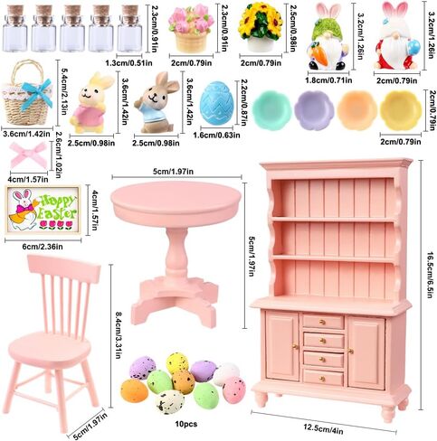 24 قطعة من زخارف المنمنمات لبيت دمية عيد الحب بمقياس 1:12 مجموعة أثاث رف كتب خشبي رومانسي صغير زجاجات صغيرة وكراسي وأكواب لديكور عيد الحب in Kuwait