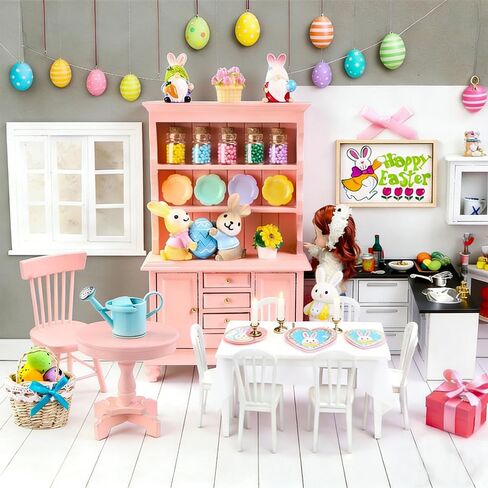 24 قطعة من زخارف المنمنمات لبيت دمية عيد الحب بمقياس 1:12 مجموعة أثاث رف كتب خشبي رومانسي صغير زجاجات صغيرة وكراسي وأكواب لديكور عيد الحب in Kuwait