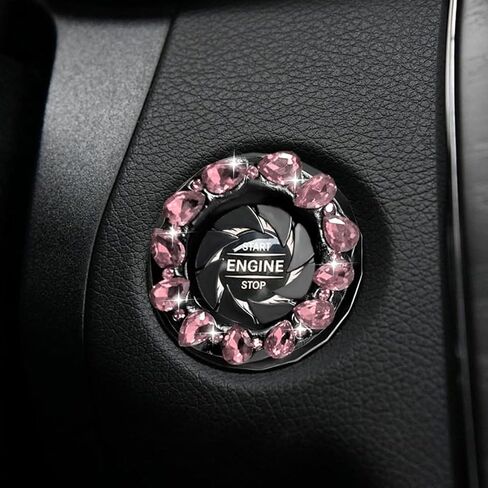 Bling Crystal Car Push Start Button Cover, Shiny Rhinestone Auto Engine Start Stop Button Protection Sticker, Universal Key Ignition Switch Knob Decoration Ring for Most Vehicles(Blue) in Saudi Arabia