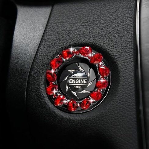 Bling Crystal Car Push Start Button Cover, Shiny Rhinestone Auto Engine Start Stop Button Protection Sticker, Universal Key Ignition Switch Knob Decoration Ring for Most Vehicles(Blue) in Saudi Arabia