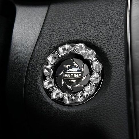 Bling Crystal Car Push Start Button Cover, Shiny Rhinestone Auto Engine Start Stop Button Protection Sticker, Universal Key Ignition Switch Knob Decoration Ring for Most Vehicles(Blue) in Saudi Arabia