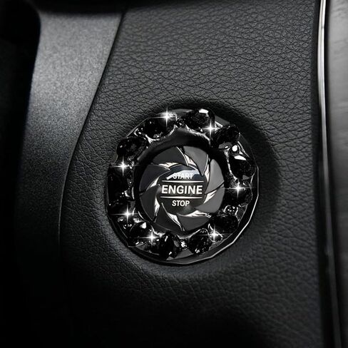Bling Crystal Car Push Start Button Cover, Shiny Rhinestone Auto Engine Start Stop Button Protection Sticker, Universal Key Ignition Switch Knob Decoration Ring for Most Vehicles(Blue) in Saudi Arabia