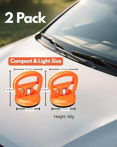 Car Dent Puller, 2PCS Car Dent Remover Tools for Car Dent Repair, Dent Popper, Small Dent Puller, Screen Repair Kit Suction Cups for Glass, Screen, Tiles & Objects Moving, Orange in Saudi Arabia