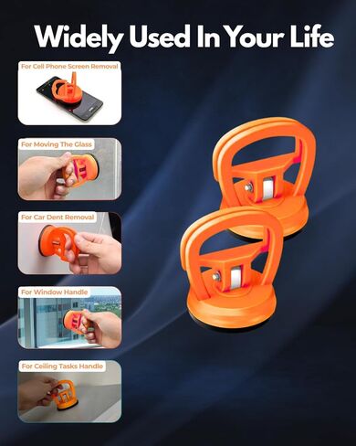 Car Dent Puller, 2PCS Car Dent Remover Tools for Car Dent Repair, Dent Popper, Small Dent Puller, Screen Repair Kit Suction Cups for Glass, Screen, Tiles & Objects Moving, Orange in Saudi Arabia