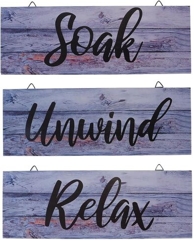 Alnicov 3PCS Wooden wall sign Farmhouse Bathroom Wall Decors Relax Renew Refresh Signs Vintage Wood Wall Signs for Home Bathroom Laundry Room Décor in Saudi Arabia