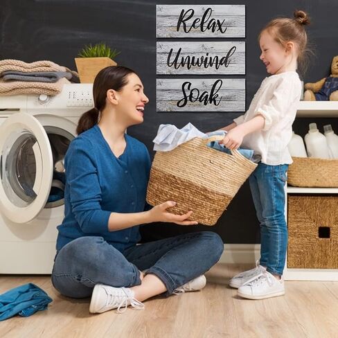 Alnicov 3PCS Wooden wall sign Farmhouse Bathroom Wall Decors Relax Renew Refresh Signs Vintage Wood Wall Signs for Home Bathroom Laundry Room Décor in Saudi Arabia
