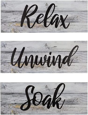 Alnicov 3PCS Wooden wall sign Farmhouse Bathroom Wall Decors Relax Renew Refresh Signs Vintage Wood Wall Signs for Home Bathroom Laundry Room Décor in Saudi Arabia