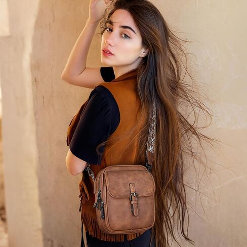 Leather Crossbody Bags for Women Small Messenger Bag Cell Phone Purse Shoulder Handbags with Rfid Card Slots in Saudi Arabia