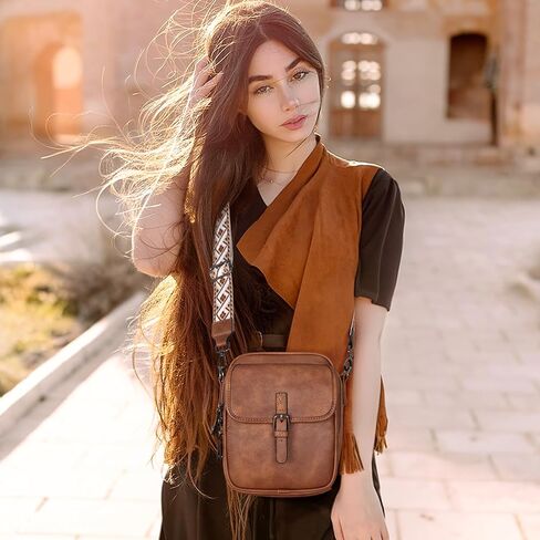 Leather Crossbody Bags for Women Small Messenger Bag Cell Phone Purse Shoulder Handbags with Rfid Card Slots in Saudi Arabia