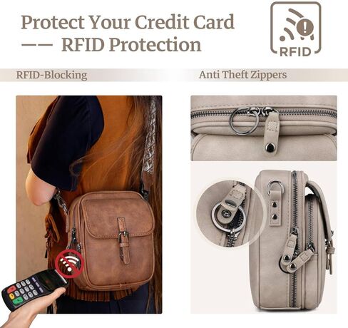 Leather Crossbody Bags for Women Small Messenger Bag Cell Phone Purse Shoulder Handbags with Rfid Card Slots in Saudi Arabia