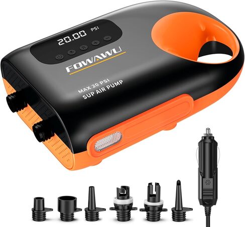 FOWAWU Sup Pump Electric 3 * 7800mAh, 20 PSI Paddle Board Pump Intelligent Dual Stage Inflation & Deflation, Auto-Off, Inflatable Sup Pump SUP Air Pump DC 12V Car Connector in Kuwait