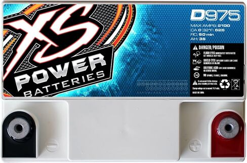 XS Power D975 2100 Amp AGM Battery with M6 Terminal Hardware - Group U1R 12 Volt 43Ah 604CA Deep Cycle AGM Powercell for Car Audio Systems and Performance Cars in Saudi Arabia