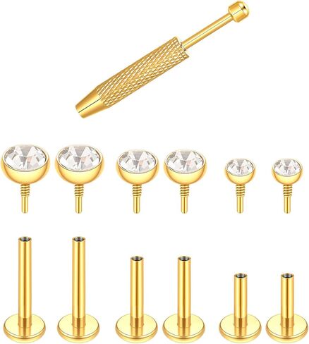 16G 18G Internal Thread Stud Earrings for Women Surgical Steel Labret Piercing Jewelry for Tragus Helix Rook Conch Monroe Lip Labret Jewelry in Saudi Arabia