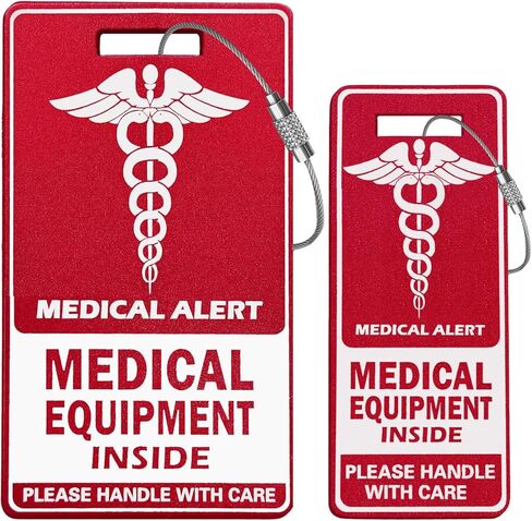 عبوتان من علامة الأمتعة للمعدات الطبية المصنوعة من الألومنيوم، مستلزمات طبية حمراء داخل علامة الجهاز الطبي وعلامات الهوية الطبية للسفر in Kuwait