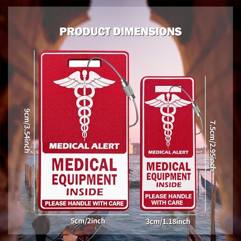 عبوتان من علامة الأمتعة للمعدات الطبية المصنوعة من الألومنيوم، مستلزمات طبية حمراء داخل علامة الجهاز الطبي وعلامات الهوية الطبية للسفر in Kuwait