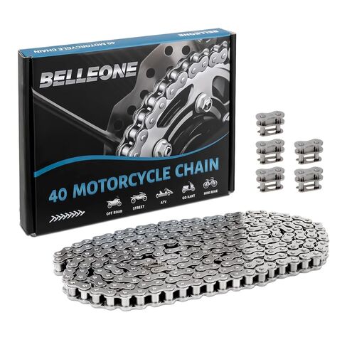 Belleone #40 Roller Chain - 10 Feet #40 Chain with 5 Connecting Links for Go Karts, Mini Bikes, Scooters, Motorcycles, Bycicles, ATV, MTV, Dirt Bike and Other Industrial Machinery - 240 Links in Saudi Arabia