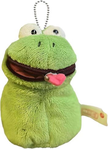 Frog-Shape Coin Purse | Small Change Purse & Wallet | Green Plush Cartoon Keychain Pouch | Portable Storage with Zipper Closure in Saudi Arabia