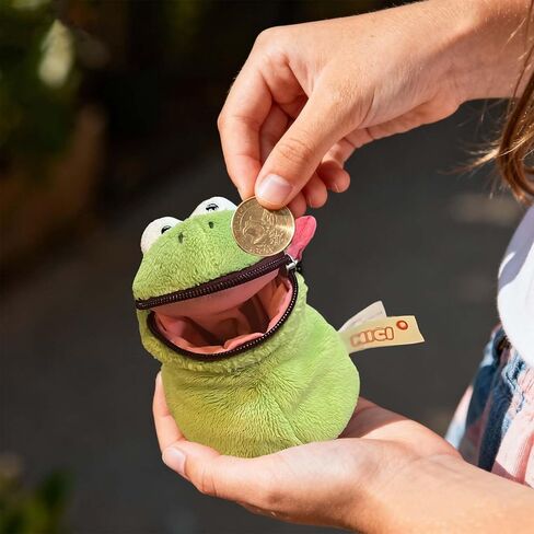 Frog-Shape Coin Purse | Small Change Purse & Wallet | Green Plush Cartoon Keychain Pouch | Portable Storage with Zipper Closure in Saudi Arabia