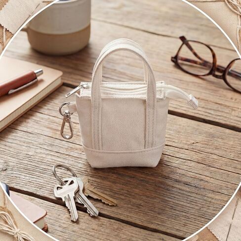 Sadnyy 1 قطعة صغيرة Preppy حمل حقيبة المفاتيح للعملة المعدنية سحر القطن الأبيض تغيير المحفظة الصغيرة مفتاح الحقيبة سحر حقيبة الظهر المحمولة قلادة مفتاح تخزين هدية عيد الأم، 3 × 2.75 بوصة in Saudi Arabia