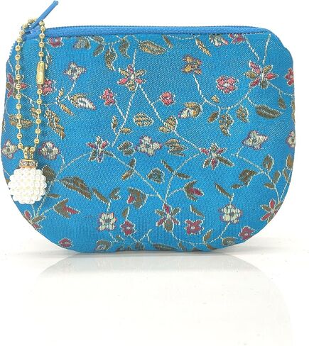 المرأة المصنوعة يدويا عملة المحفظة الوردية الحقيبة الحريرية والمجوهرات حقيبة الديباج زيبر المحفظة - الذهبي in Kuwait