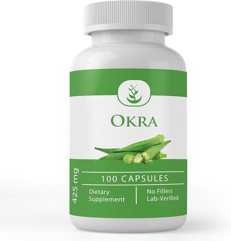 Pure Original Ingredients Okra Extract (100 Capsules), Always Pure, No Additives or Fillers, Lab Verified in Saudi Arabia