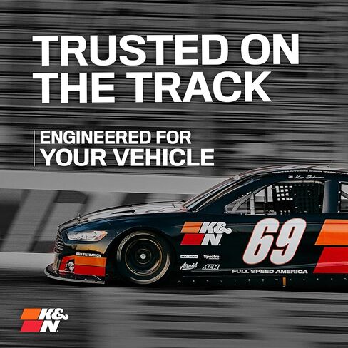 فلتر هواء المحرك K&N: زيادة الطاقة والتسارع، قابل للغسل، ممتاز، بديل فلتر هواء السيارة: متوافق مع 2015-2019 Ford Mustang L4/V6/V8، 33-5029 in Kuwait