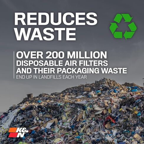 فلتر هواء المحرك K&N: زيادة الطاقة والتسارع، قابل للغسل، ممتاز، بديل فلتر هواء السيارة: متوافق مع 2015-2019 Ford Mustang L4/V6/V8، 33-5029 in Kuwait