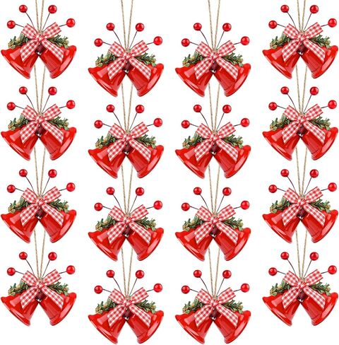 ASTARON 12 Pcs Christmas Bell Ornaments Xmas Tree Hanging Ornaments Jingle Bells with Holly Berries for Christmas Wreath Crafts Holiday Tree Decorations (Gold) in Saudi Arabia