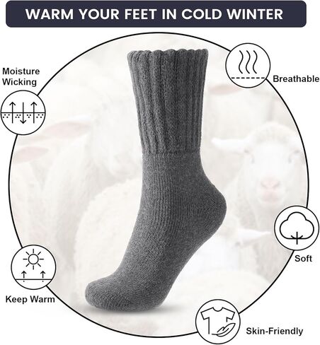 Socks for Women/Mens - 3 Pairs Winter Socks Cold Weather Thick Cozy Knit Warm Womens Sock in Saudi Arabia