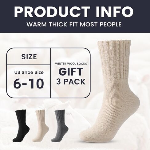 Socks for Women/Mens - 3 Pairs Winter Socks Cold Weather Thick Cozy Knit Warm Womens Sock in Saudi Arabia