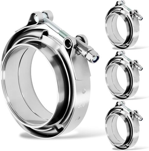 مشبك شفة على شكل حرف V مقاس 3 بوصات مع حواف للذكور والإناث، هيكل من الفولاذ المقاوم للصدأ 304. مشبك على شكل حرف V مقاس 3 بوصات مناسب لأنابيب العادم، والشواحن التوربينية، ومشعبات العادم السفلية، 4 قطع in Kuwait