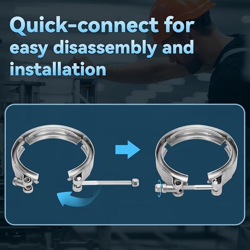 مشبك شفة على شكل حرف V مقاس 3 بوصات مع حواف للذكور والإناث، هيكل من الفولاذ المقاوم للصدأ 304. مشبك على شكل حرف V مقاس 3 بوصات مناسب لأنابيب العادم، والشواحن التوربينية، ومشعبات العادم السفلية، 4 قطع in Kuwait